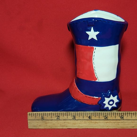 Dining Style Utensil Holder Blue Boot Ceramic Texas Lone Star - Picture 10 of 12